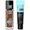 Maybelline Fit Me Matte + Poreless Mattifying Face Primer Makeup With Sunscreen, Broad Spectrum SPF 20, 16HR Wear, Shine Control, Clear, 1 Count(Primer & Java Foundation Bundle)
