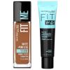 Maybelline Fit Me Matte + Poreless Mattifying Face Primer Makeup With Sunscreen, Broad Spectrum SPF 20, 16HR Wear, Shine Control, Clear, 1 Count(Primer & Mocha Foundation Bundle)