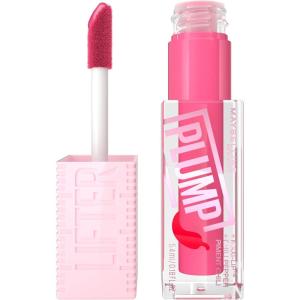 MAYBELLINE Lifter Gloss Lifter Plump, Plumping Lip Gloss with Chili Pepper and 5% Maxi-Lip, Hot Honey, Clear with Pink and Gold, 1 Count(3 PINK STING)