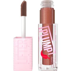 MAYBELLINE Lifter Gloss Lifter Plump, Plumping Lip Gloss with Chili Pepper and 5% Maxi-Lip, Hot Honey, Clear with Pink and Gold, 1 Count(7 COCOA ZING)