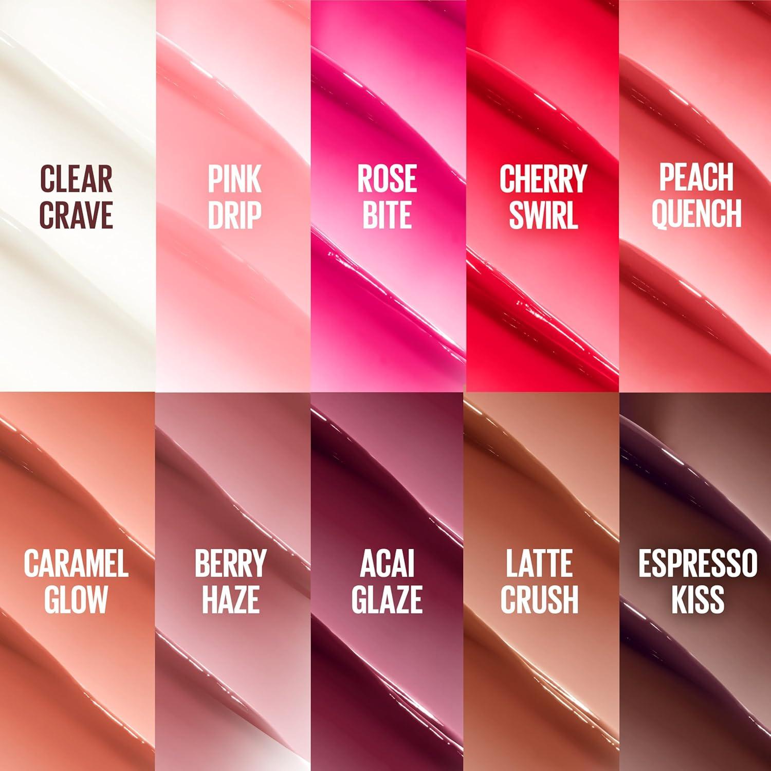 imageMAYBELLINE Lifter Glaze Oil Balm with Hyaluronic Acid and Hydrating Oil Blend Lip Balm with 24HRs of Smooth Moisturizing Shine Peach Quench Sheer Peach NudeCherry Swirl