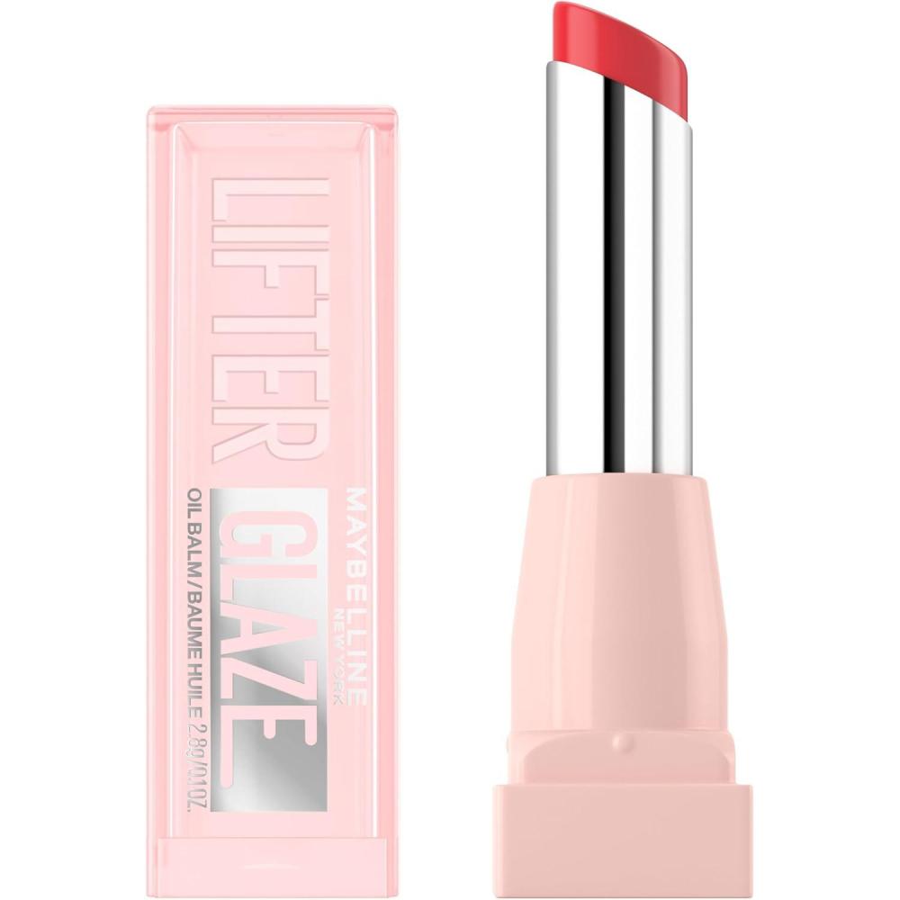 imageMAYBELLINE Lifter Glaze Oil Balm with Hyaluronic Acid and Hydrating Oil Blend Lip Balm with 24HRs of Smooth Moisturizing Shine Peach Quench Sheer Peach NudePeach Quench