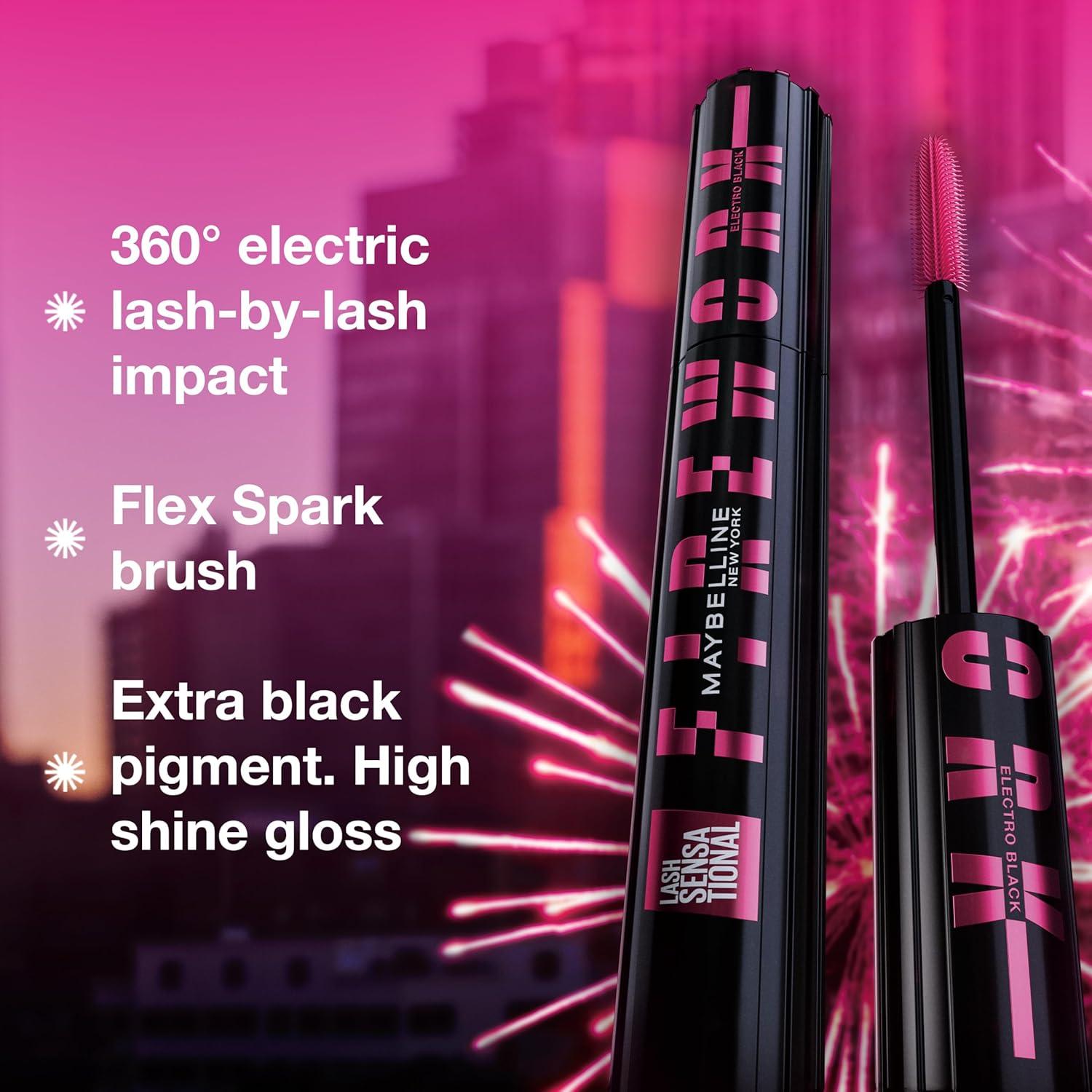 imageMaybelline Lash Sensational Firework Washable Mascara Lengthening amp Volumizing Mascara for up to 24HR wear Brownish Black 1 CountElectro Black