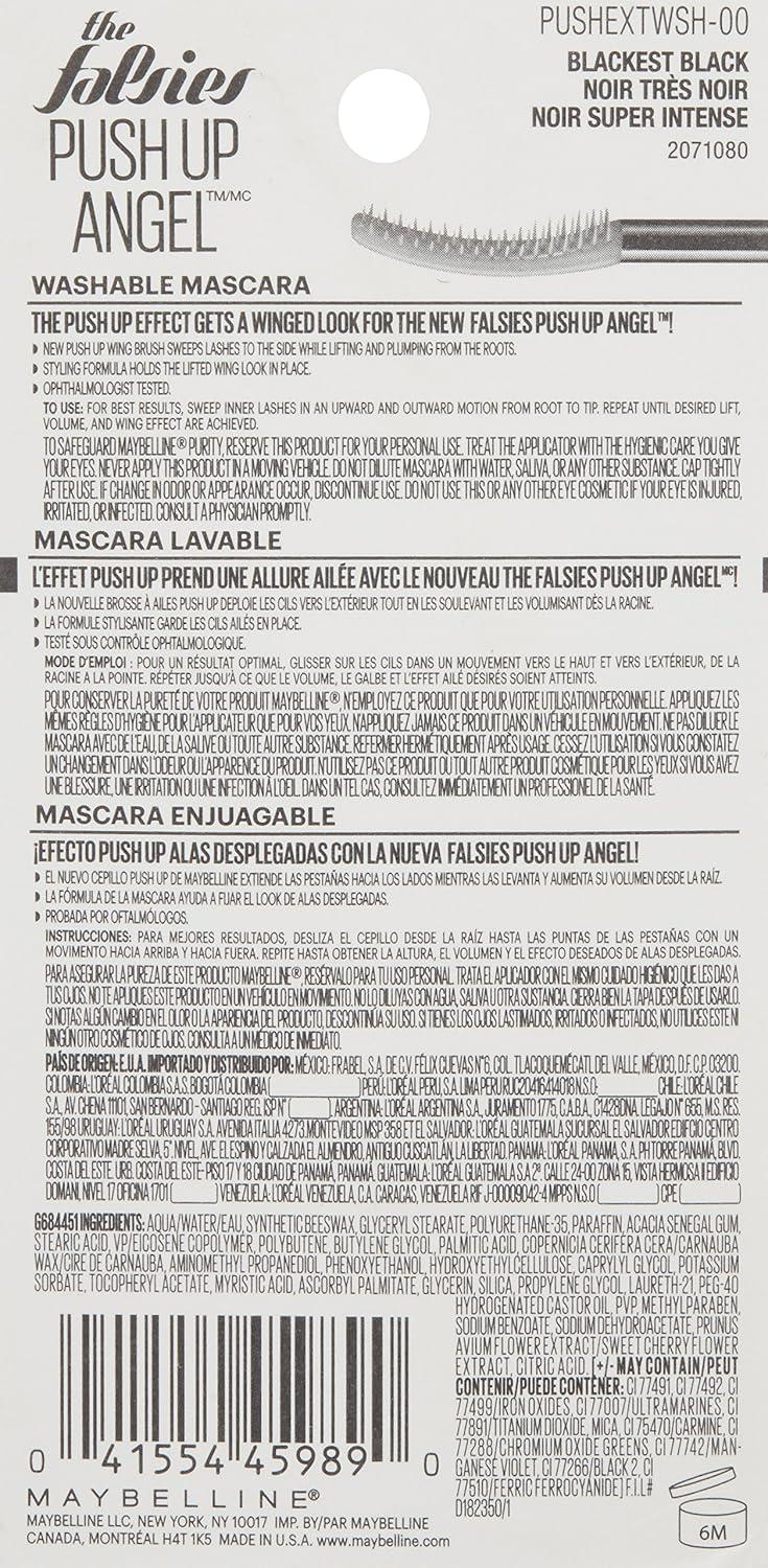 imageMaybelline Volum Express Falsies Push Up Angel Washable Mascara Blackest Black 1 CountBLACKEST BLACK