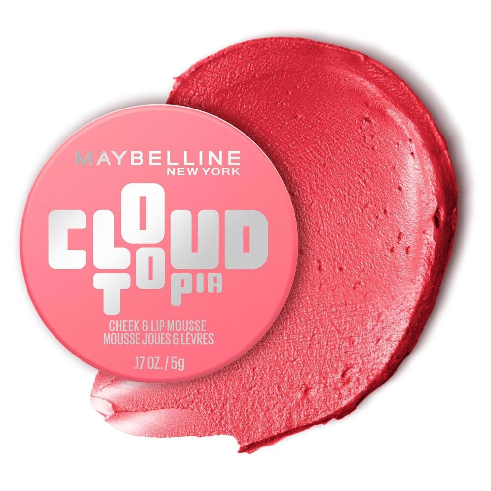 imageMaybelline Cloudtopia Blush for Cheeks and Lip Mousse UltraVivid Pigmented Formula for Up to 14HR of Blush and Lip Makeup Color Ethereal Rouge 1 CountMOONLIT ROSE