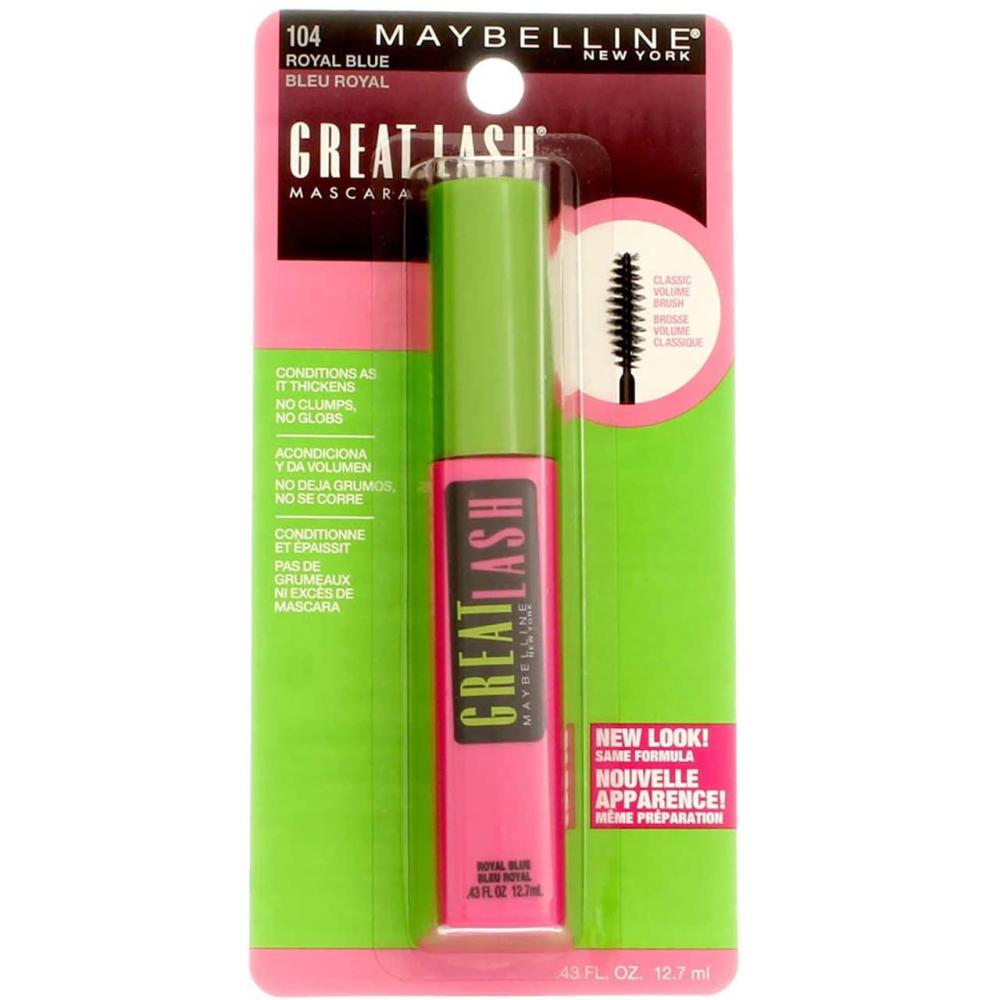 imageMaybelline Great Lash Washable Mascara Makeup Volumizing LashDoubling Formula That Conditions As It Thickens Blackest Black 1 CountBlue