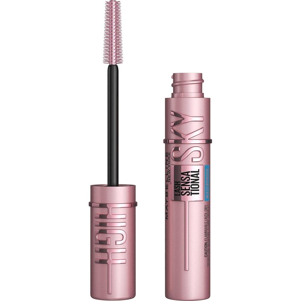 imageMaybelline Lash Sensational Sky High Washable Mascara Volumizing Lengthening Defining Curling Multiplying Buildable Mascara Make Up Formula Blue Mist 1 CountVERY BLACK