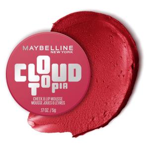 Maybelline Cloudtopia Blush for Cheeks and Lip Mousse, Ultra-Vivid, Pigmented Formula for Up to 14HR of Blush and Lip Makeup Color, Ethereal Rouge, 1 Count(ETHEREAL ROUGE)