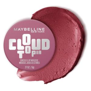 Maybelline Cloudtopia Blush for Cheeks and Lip Mousse, Ultra-Vivid, Pigmented Formula for Up to 14HR of Blush and Lip Makeup Color, Ethereal Rouge, 1 Count(TWILIGHT BERRY)