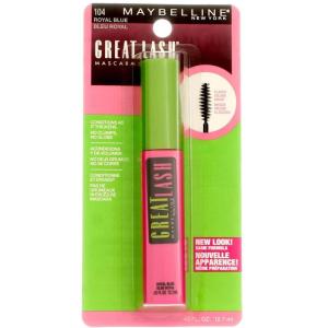 Maybelline Great Lash Washable Mascara Makeup, Volumizing Lash-Doubling Formula That Conditions As It Thickens, Blackest Black, 1 Count(Blue)