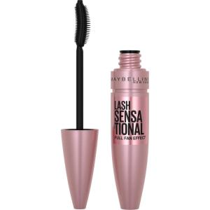 Maybelline Lash Sensational Washable Mascara, Lengthening and Volumizing for a Full Fan Effect, Blackest Black, 1 Count(MIDNIGHT BLACK)