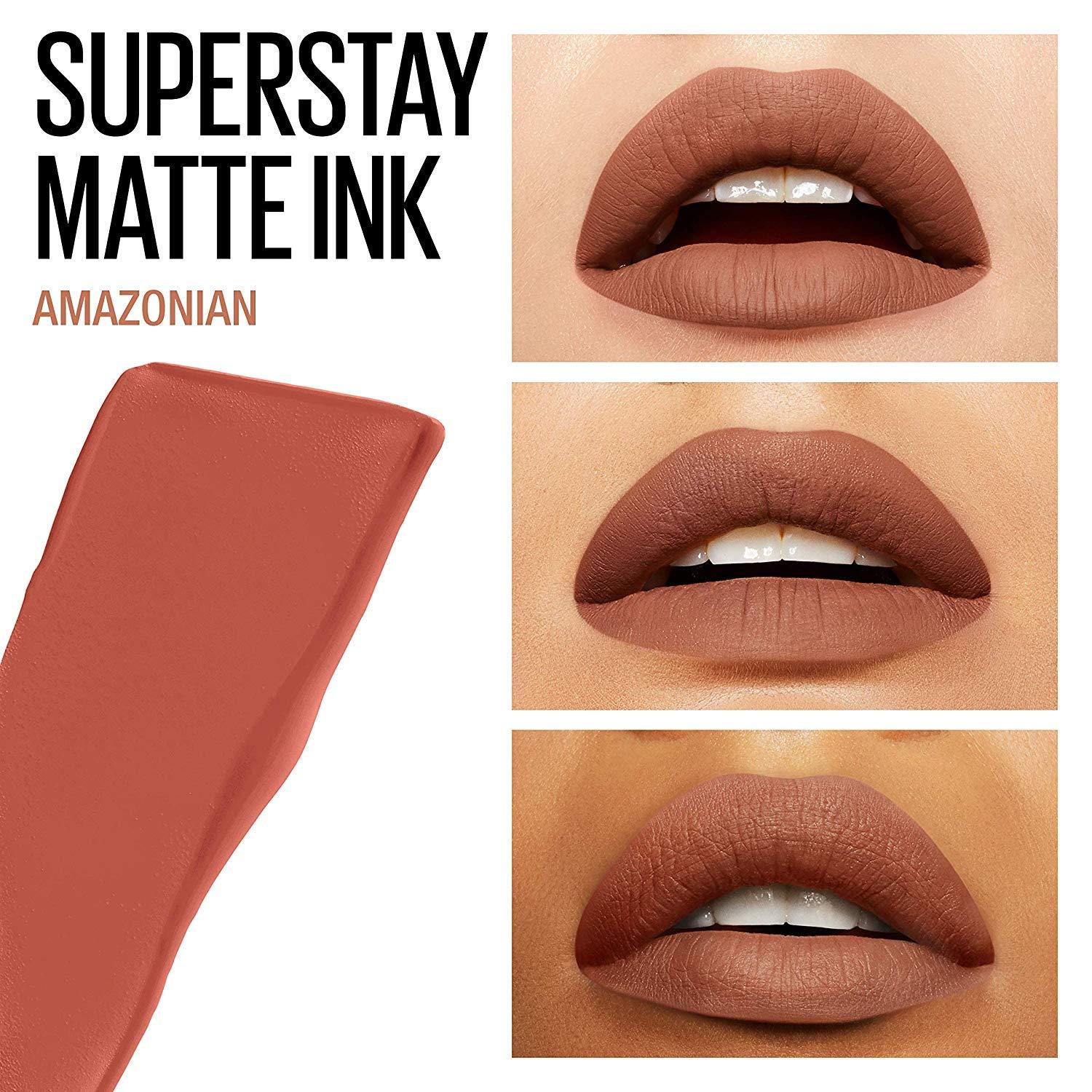 imageMAYBELLINE Super Stay Matte Ink Liquid Lipstick Makeup Long Lasting High Impact Color Up to 16H Wear Insider Midtone Yellow Brown70 AMAZONIAN