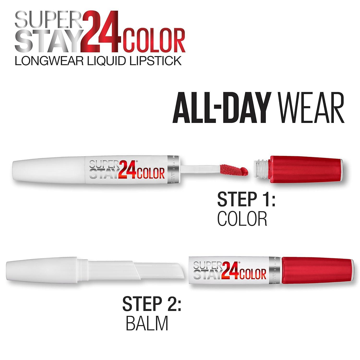imageMaybelline Super Stay 24 2Step Liquid Lipstick Makeup Long Lasting Highly Pigmented Color with Moisturizing Balm Everlasting Wine Plum Red 1 Count085 LASTIN LILAC