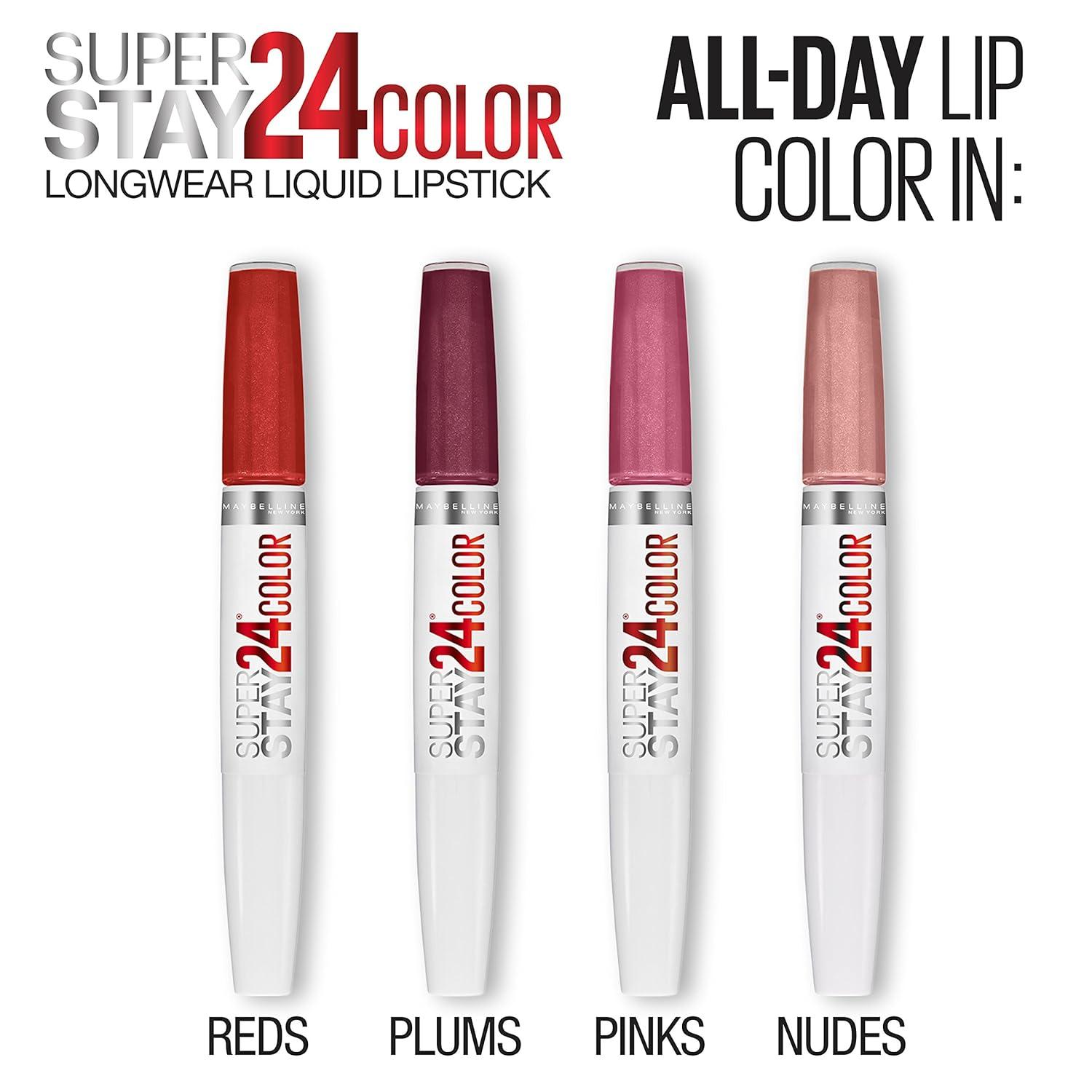 imageMaybelline Super Stay 24 2Step Liquid Lipstick Makeup Long Lasting Highly Pigmented Color with Moisturizing Balm Everlasting Wine Plum Red 1 Count136 CONSTANT TOAST
