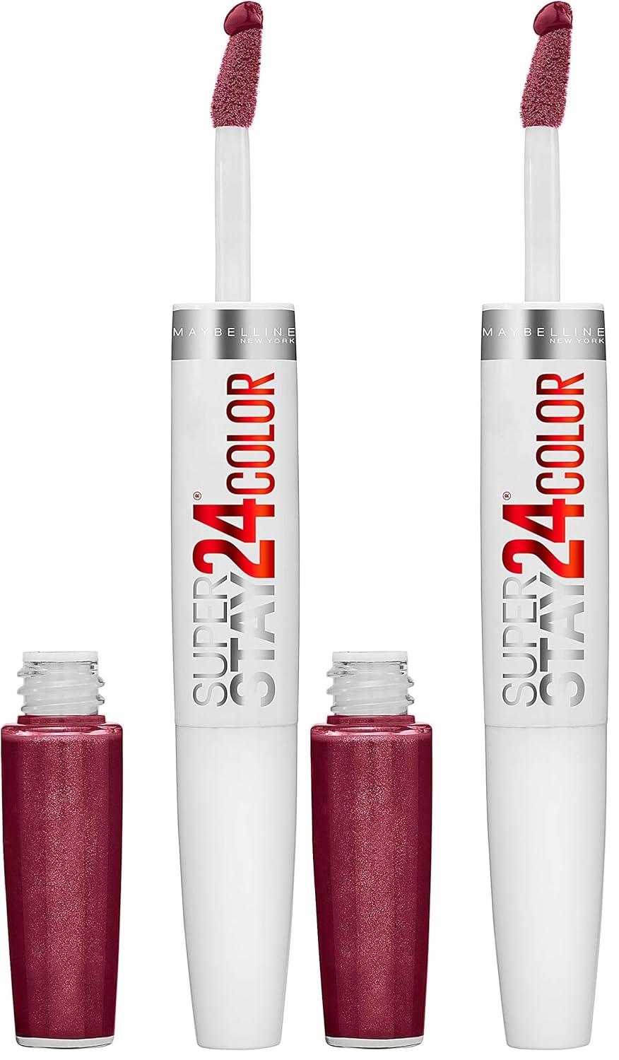 imageMaybelline Super Stay 24 2Step Liquid Lipstick Makeup Long Lasting Highly Pigmented Color with Moisturizing Balm Everlasting Wine Plum Red 1 Count50 UNLIMITED RAISIN