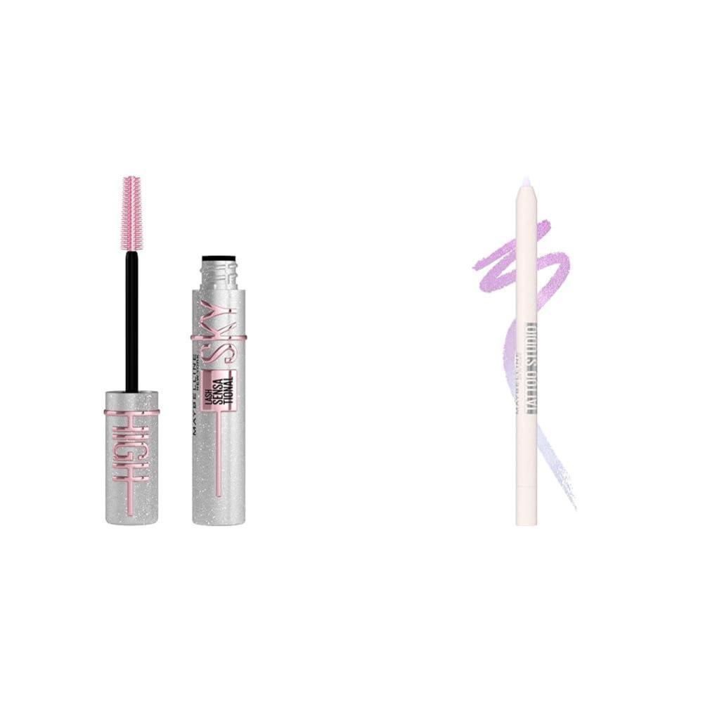 imageMaybelline Lash Sensational Sky High Glitter Mascara and Tattoo Studio Eyeliner Bundle Includes 1 Mascara in Space Diamond and 1 Gel Eyeliner in Stardust Chrome for Glitter Eye MakeupSPACE DIAMOND  STARDUST CHROME