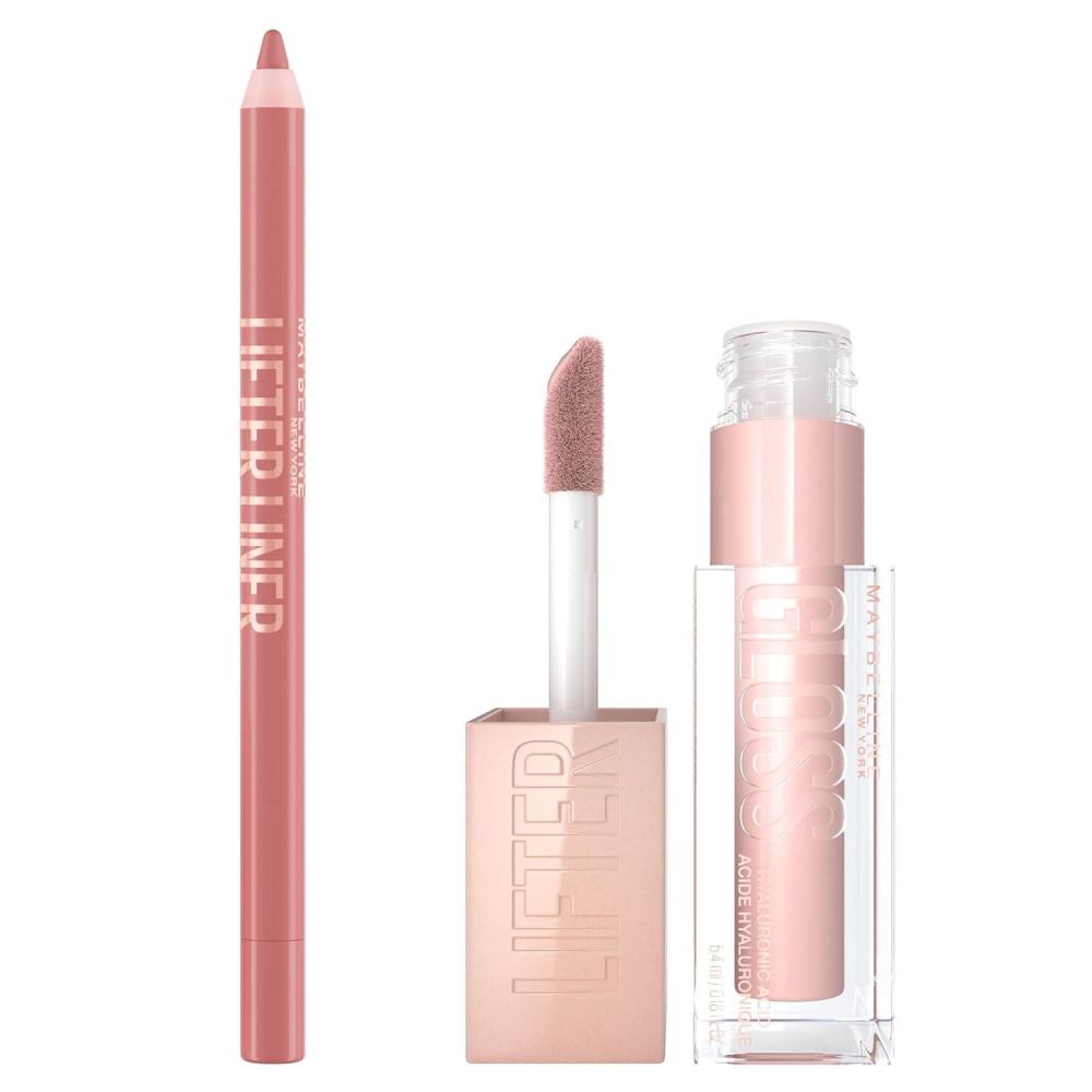 imageMaybelline Lifter Gloss and Lifter Liner Bundle Lip Gloss and Lip Liner in Shades Stone and On It Pack of 2Ice Line Leader