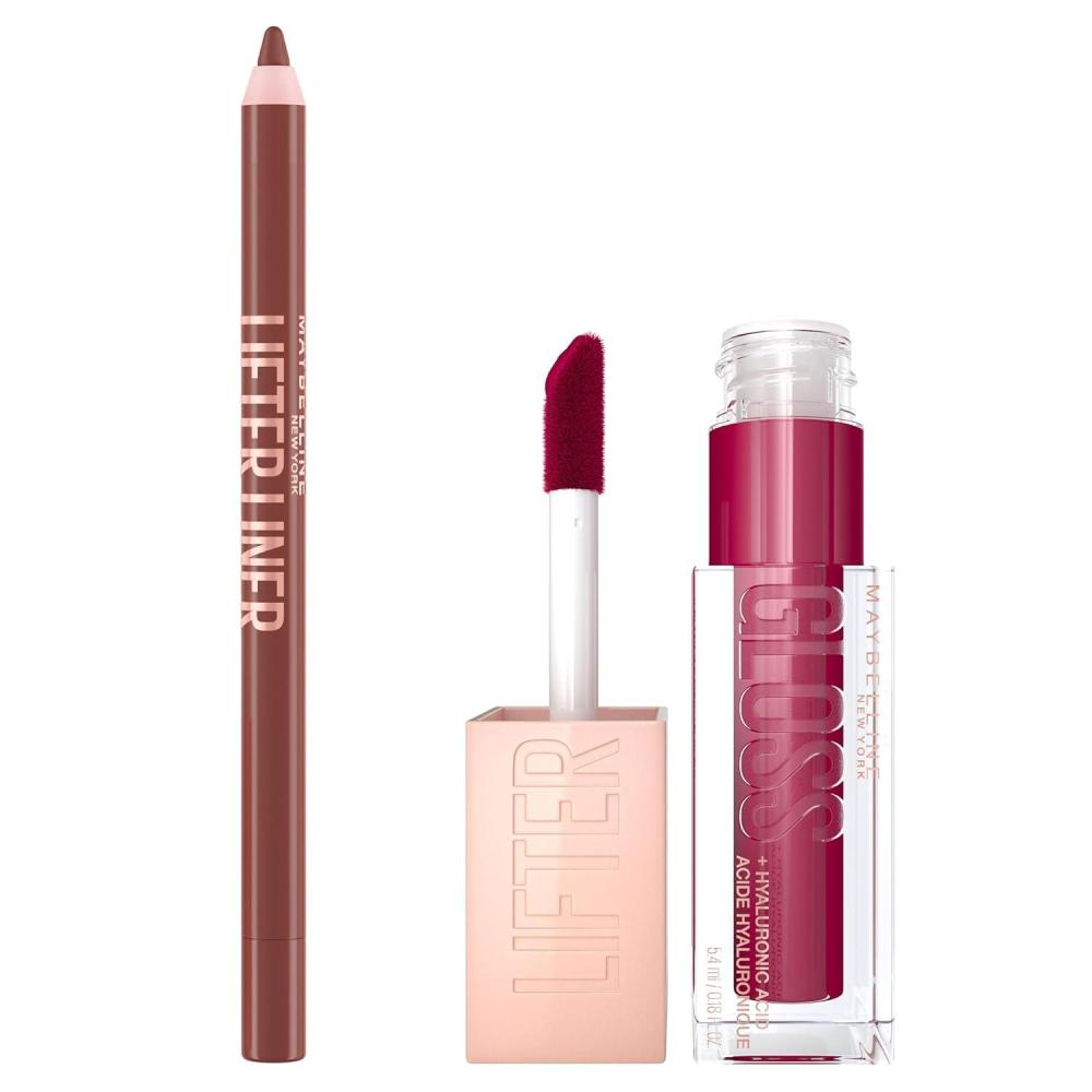imageMaybelline Lifter Gloss and Lifter Liner Bundle Lip Gloss and Lip Liner in Shades Stone and On It Pack of 2Tafft  Lets Bounce