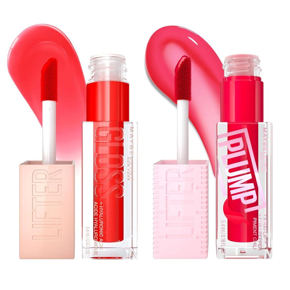 imageMaybelline Lifter Gloss and Lifter Plump Bundle Hydrating Pumping Lip Gloss in Shades Sweetheart and Red Flag Pack of 2Sweetheart Red Flag
