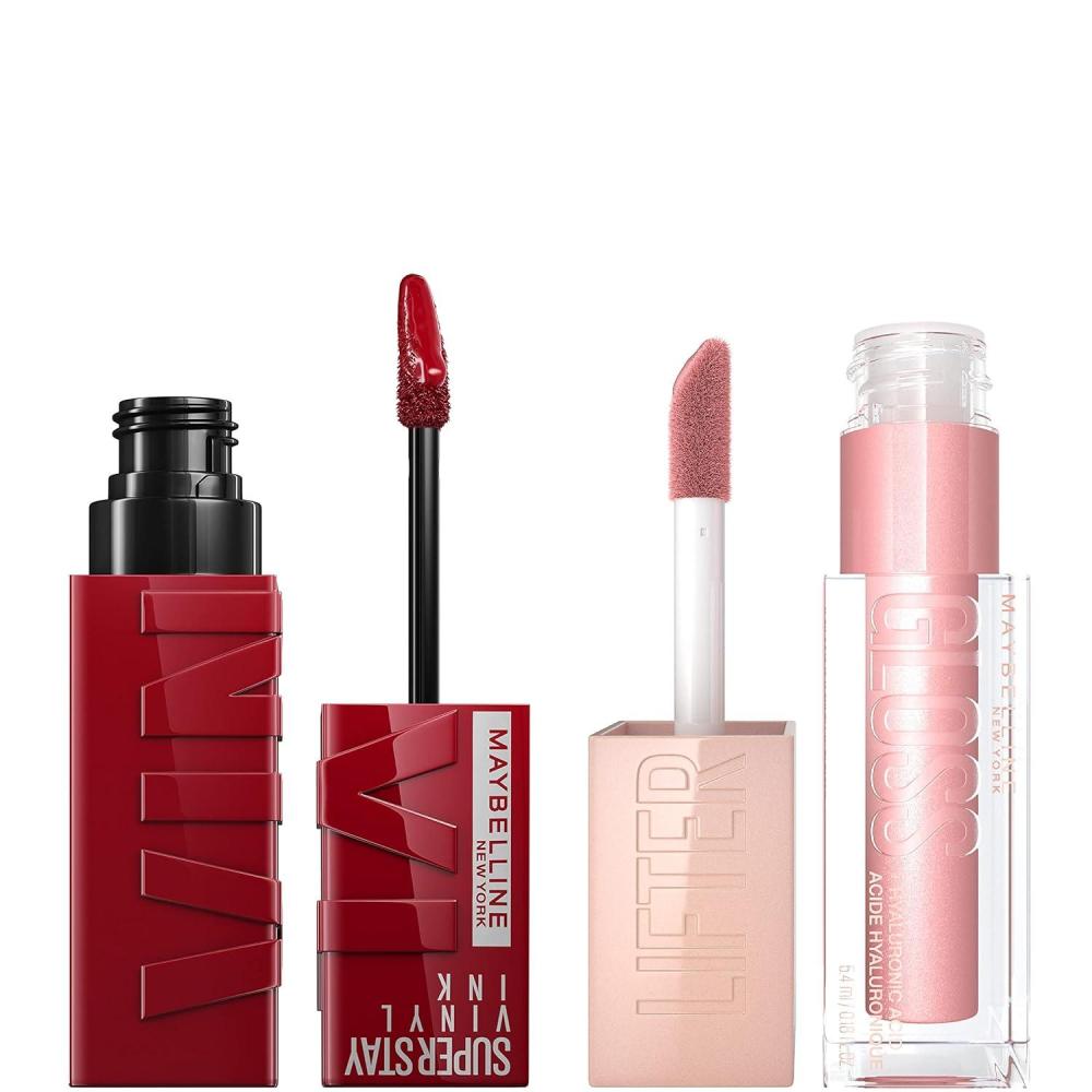 imageMaybelline Super Stay Vinyl Ink Liquid Lipstick  Lifter Gloss Makeup Bundle Includes 1 Red Lipstick in Lippy and 1 Pink Lip Gloss in OpalLIPPY  OPAL BUNDLE