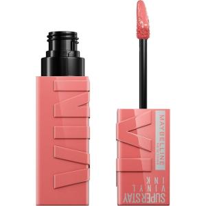 MAYBELLINE Super Stay Vinyl Ink Longwear No-Budge Liquid Lipcolor Make Up, Highly Pigmented Color and Instant Shine, Upbeat, 1 Count(100 CHARMED)