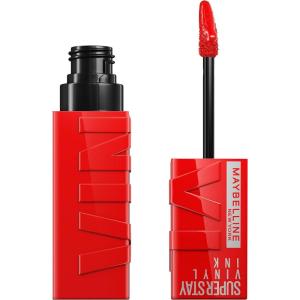 MAYBELLINE Super Stay Vinyl Ink Longwear No-Budge Liquid Lipcolor Make Up, Highly Pigmented Color and Instant Shine, Upbeat, 1 Count(25 RED-HOT)
