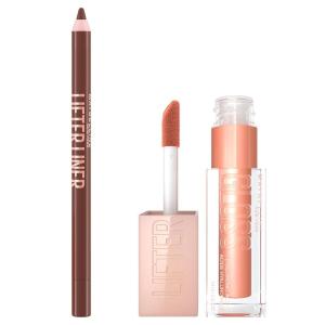 Maybelline Lifter Gloss and Lifter Liner Bundle, Lip Gloss and Lip Liner in Shades Stone and On It, Pack of 2(Amber & Cross The Line)