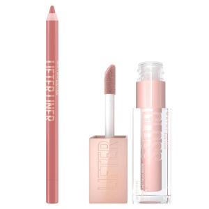 Maybelline Lifter Gloss and Lifter Liner Bundle, Lip Gloss and Lip Liner in Shades Stone and On It, Pack of 2(Ice & Line Leader)