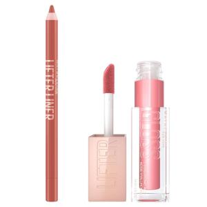 Maybelline Lifter Gloss and Lifter Liner Bundle, Lip Gloss and Lip Liner in Shades Stone and On It, Pack of 2(Silk & Out of Line)