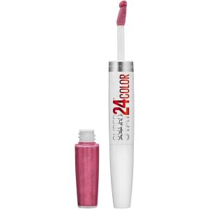 Maybelline Super Stay 24, 2-Step Liquid Lipstick Makeup, Long Lasting Highly Pigmented Color with Moisturizing Balm, Everlasting Wine, Plum Red, 1 Count(105 BLUSH ON)