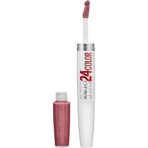 Maybelline Super Stay 24, 2-Step Liquid Lipstick Makeup, Long Lasting Highly Pigmented Color with Moisturizing Balm, Everlasting Wine, Plum Red, 1 Count(115 FOREVER CHESTNUT)