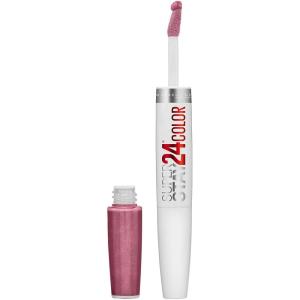 Maybelline Super Stay 24, 2-Step Liquid Lipstick Makeup, Long Lasting Highly Pigmented Color with Moisturizing Balm, Everlasting Wine, Plum Red, 1 Count(55 PERPETUAL PLUM)