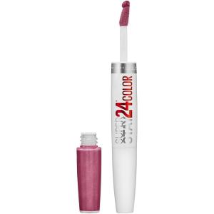Maybelline Super Stay 24, 2-Step Liquid Lipstick Makeup, Long Lasting Highly Pigmented Color with Moisturizing Balm, Everlasting Wine, Plum Red, 1 Count(80 INFINITE PETAL)