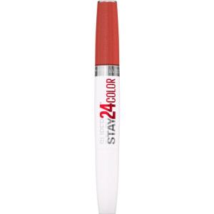 Maybelline Super Stay 24, 2-Step Liquid Lipstick Makeup, Long Lasting Highly Pigmented Color with Moisturizing Balm, Everlasting Wine, Plum Red, 1 Count(915 SULTRY AMBER)