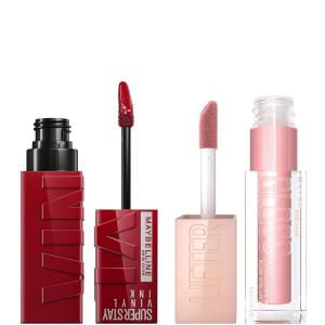 Maybelline Super Stay Vinyl Ink Liquid Lipstick + Lifter Gloss Makeup Bundle, Includes 1 Red Lipstick in Lippy and 1 Pink Lip Gloss in Opal(LIPPY & OPAL BUNDLE)