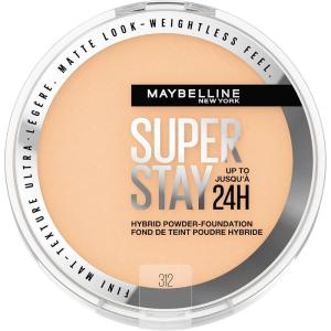 Maybelline Super Stay Up to 24HR Hybrid Powder-Foundation, Medium-to-Full Coverage Makeup, Matte Finish, 128, 1 Count(SUPERSTAY POWDER 312)