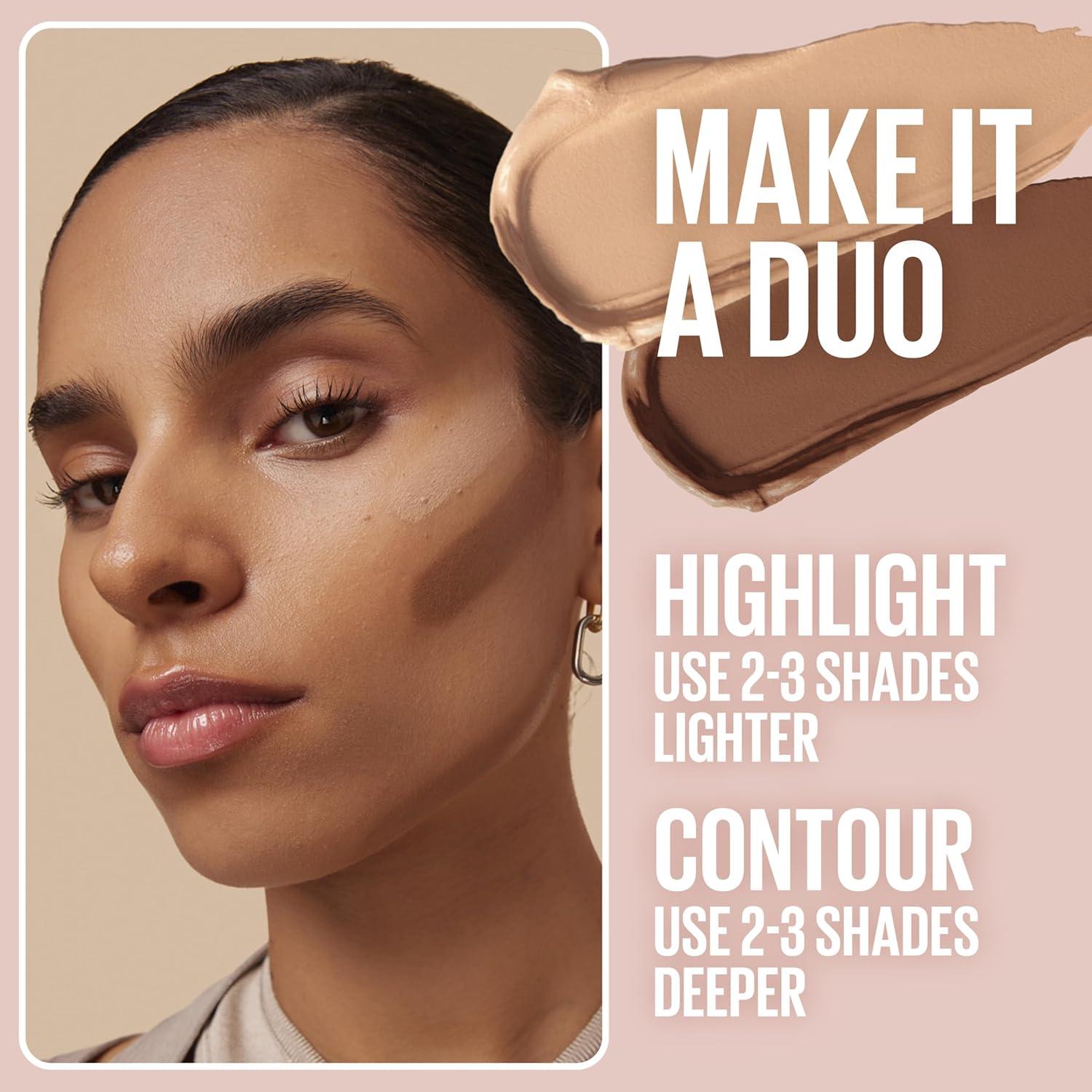 imageMaybelline Lifter Stix MultiUse Face Stick Contour Bronzer Concealer and Foundation Stick AllInOne Creamy Face Makeup with Cranberry Seed Oil 50 1 Count45 Warm