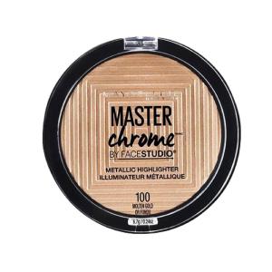 Maybelline New York Facestudio Master Chrome Metallic Highlighter Makeup, Molten Peach, 0.19 Ounce(100 MOLTEN GOLD)