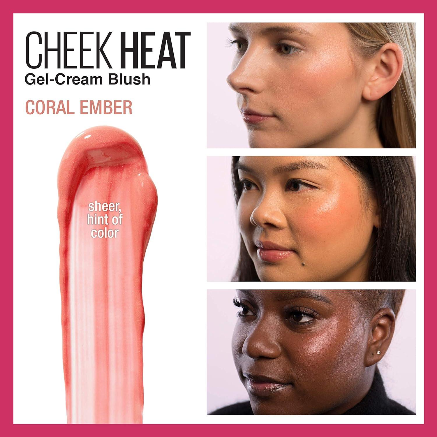 imageMaybelline New York Cheek Heat GelCream Blush Makeup Lightweight Breathable Feel Sheer Flush Of Color NaturalLooking Dewy Finish OilFree Coral Ember 1 Count30 CORAL EMBER