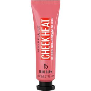 Maybelline New York Cheek Heat Gel-Cream Blush Makeup, Lightweight, Breathable Feel, Sheer Flush Of Color, Natural-Looking, Dewy Finish, Oil-Free, Coral Ember, 1 Count(15 NUDE BURN)