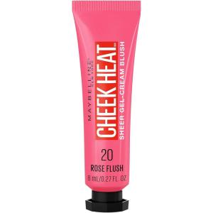 Maybelline New York Cheek Heat Gel-Cream Blush Makeup, Lightweight, Breathable Feel, Sheer Flush Of Color, Natural-Looking, Dewy Finish, Oil-Free, Coral Ember, 1 Count(20 ROSE FLUSH)