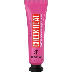 Maybelline New York Cheek Heat Gel-Cream Blush Makeup, Lightweight, Breathable Feel, Sheer Flush Of Color, Natural-Looking, Dewy Finish, Oil-Free, Coral Ember, 1 Count(35 BERRY FLAME)