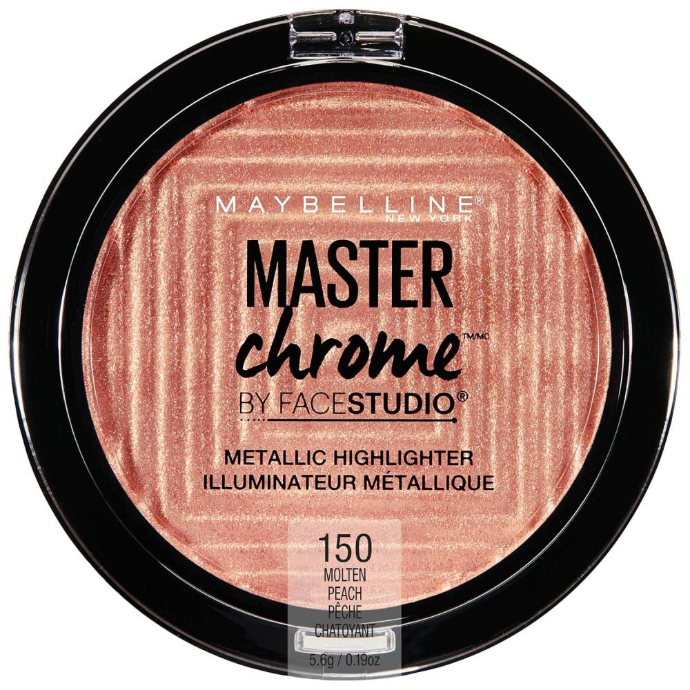 imageMaybelline New York Facestudio Master Chrome Metallic Highlighter Makeup Molten Topaz 019 OunceMolten Peach