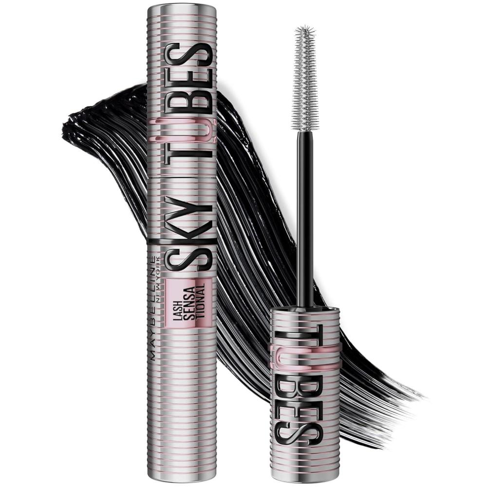 imageMaybelline Lash Sensational Sky Tubes Tubing Mascara ExtensionLike Lengthening Mascara 24HR Eye Makeup with Shea Butter amp Castor Oil Very Black 1 Count