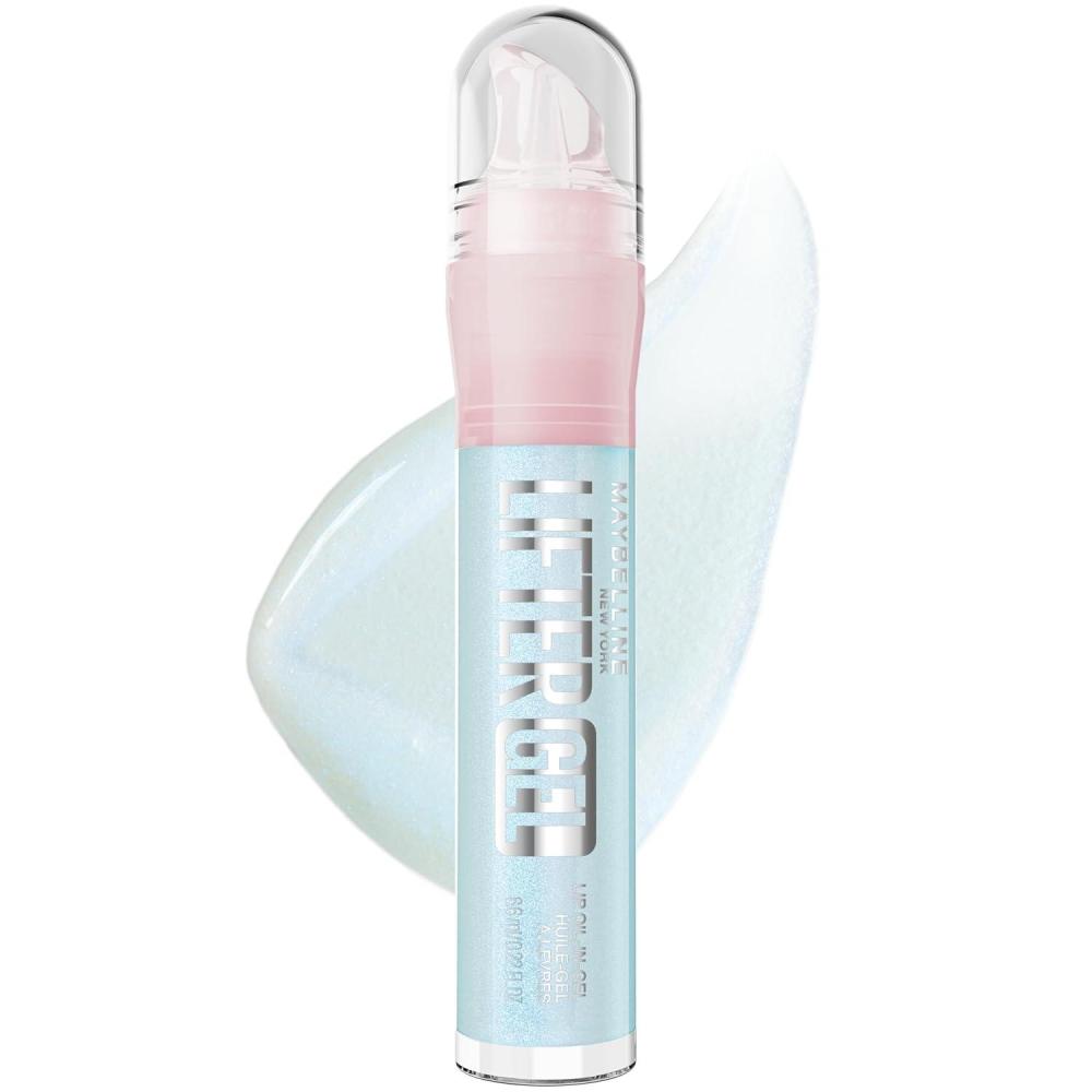imageMAYBELLINE Lifter OilinGel Lip Gloss for Glassy Bouncy Shine Hydrating Tinted Lip Balm and Moisturizer with Hyaluronic Acid and Passionfruit Oil Blue Boba Sheer Blue PearlBlue Boba