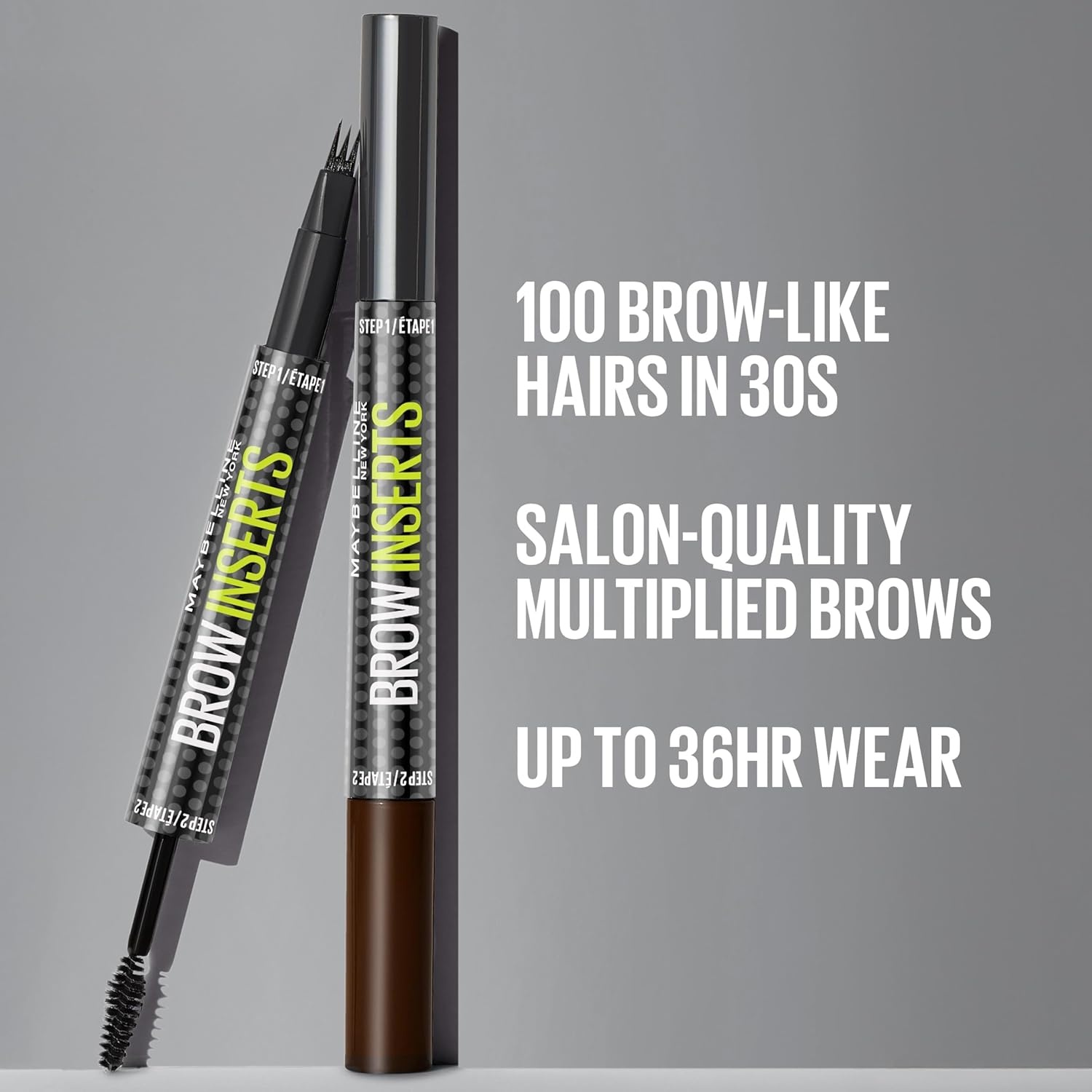 image:imageMaybelline Brow Inserts Eyebrow Pen Micro Needle Shaped 2In1 DualEnded Brow Makeup Pen and Gel WaterResistant Smudge Proof for Up to 36HR Wear Medium BrownMedium Brown