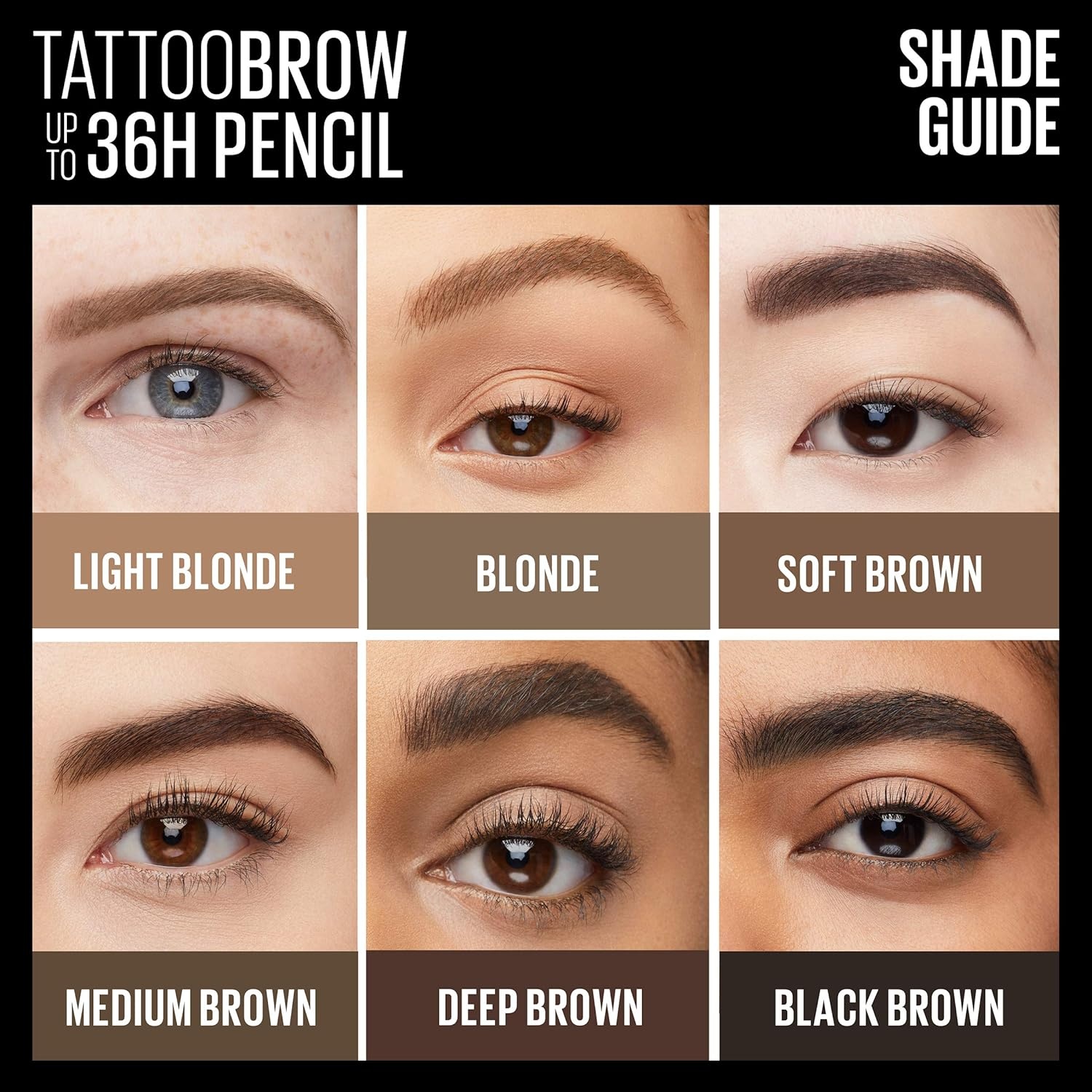 image:imageMaybelline TattooStudio Waterproof Eyebrow Pencil Sharpenable Longwear Long Lasting Pigmented Eyebrow Pencil for Defined Brows Light Blonde 1 Count262 BLACK BROWN